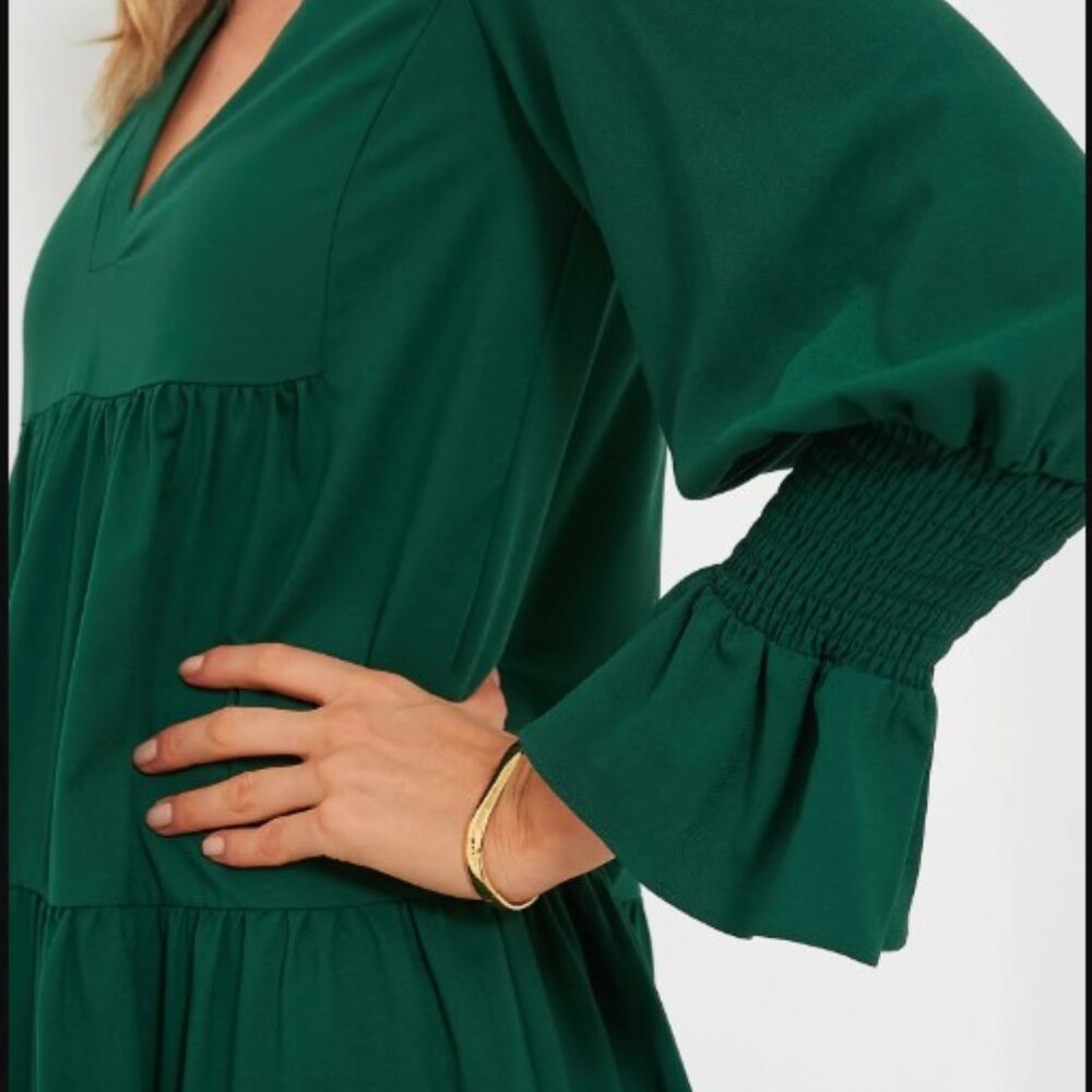 Hunter Green Crepe Kenzo Dress - Tuckernuck - Picture 3 of 5